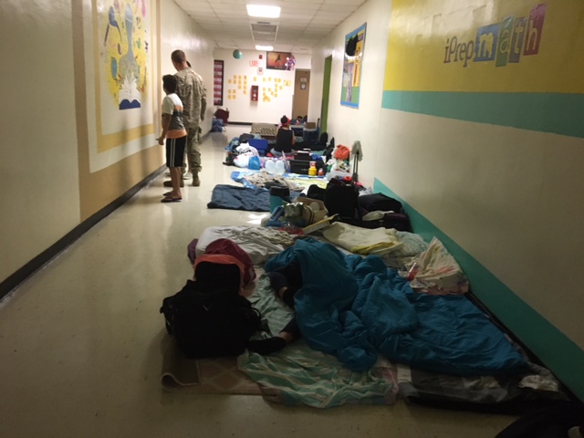 Highland oaks Middle School was home to many residents of Miami-Dade County. This is just one of many halls filled with families staying safe during Irma. 
