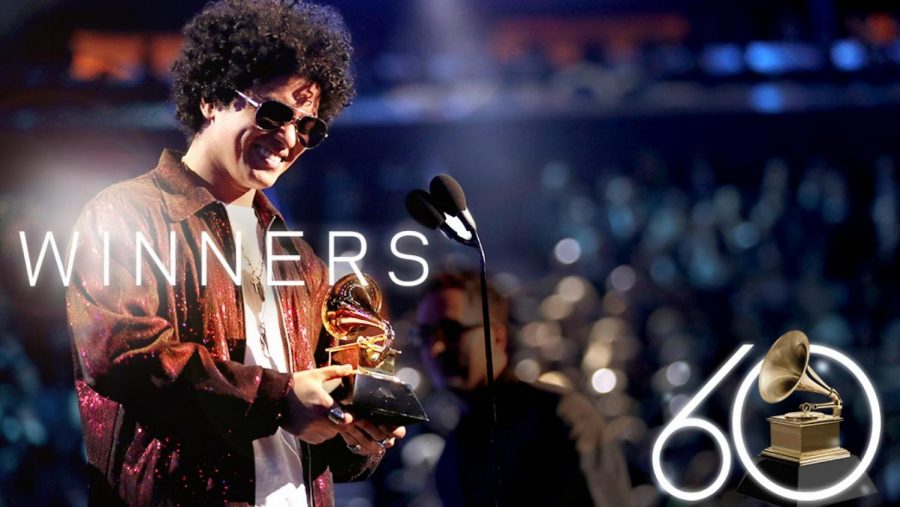 Artist Bruno Mars wins the award for Album of the Year for 24k Magic. During the show, Mars won a total of 6 Grammy awards  like Song of the Year and Record of the Year.