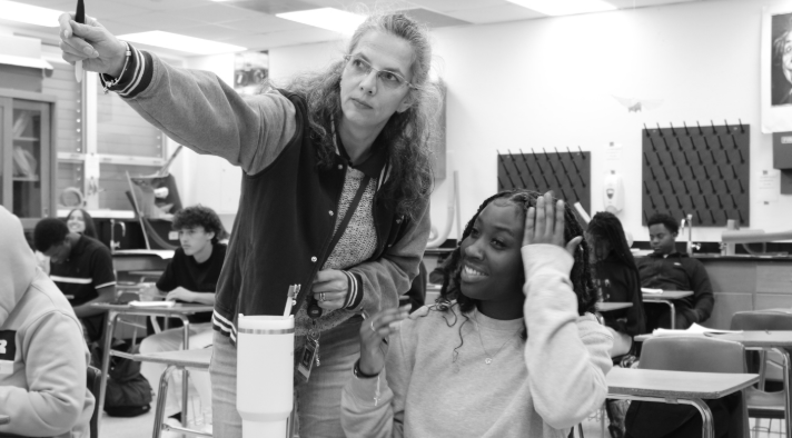 HARD AT WORK: Junior Anysa Francois with Ms. Poe during her 6th period
Algebra 2 class