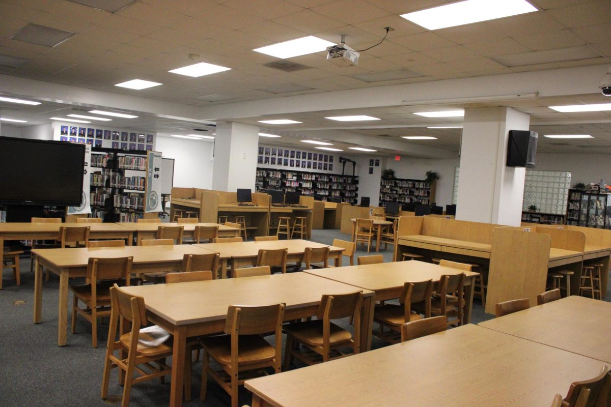 SAYING BYE: The previously busy library, occupied by no students.