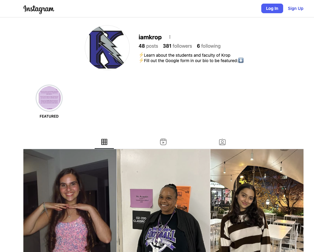 #FEATURED: The Instagram page of @IamKrop, with different faculty and students being spotlighted every week.